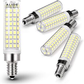 Alide E12 100W LED LED PLACTELBRA PLUSTION C7،5000K ضوء النهار الأبيض ، 1200LM T6 10W LED E12 شمعة مصابيح ضوء لمصباح الملح الإضاءة قلادة سقف ، غير قابل للانصهار ، 0.73x 3.15 بوصة ، 5 حزمة
