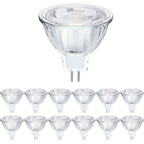 Energetic Dimmable MR16 6W 12V LED Light Bulb, 50W Halogen Equivalent, CRI 90+, GU5.3 Bi-Pin Base, 40 Degree Beam Angle, 3000K Warm White, for Landscape, Recessed, Track Lighting, UL Listed, 12Pack