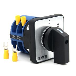 40A Rotary Changeover Switch, 660V 3 Position 2 Phase 8 Terminals, Universal Selector Switch with Yellow Fork Terminals IP65 CE 26-40/D202.2