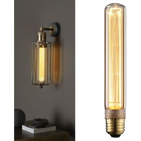 TORCHSTAR LED Tubular Decorative Light Bulb 2.3W, T10 Edison Light Bulbs, E26 Base, Dimmable Virtual Filament Vintage Edison Bulb, Beautiful Tube Decor Bulb, Amber Glass, 2000K Soft Warm, UL Listed