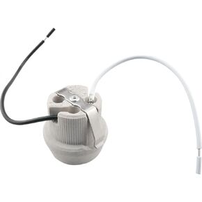 E26 Ceramic Fixed Lamp Holder Heat Resistant Ceramic Keyless Socket with Rim and Double Snap in Clip Embedded Screw Base Lighting Accessories for Incandescent Fluorescent Lamps LED Bulb Bases