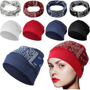 4 Set Women Chemo Headwear with Turban Headband Slouchy Beanie Hat Stretch Cancer Head Wraps for Patient