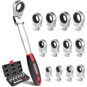 COTOUXKER Flex Head Ratcheting Wrench Set, 8-19mm Ratchet Wrench Set with Interchangeable Heads for Mechanic Repair