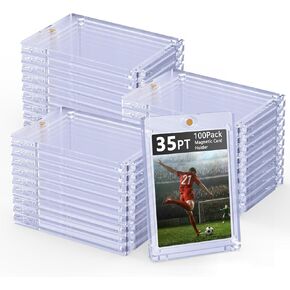 25ct Magnetic Card Holder 35pt Magnetic Card Holders for Trading Cards Card Display Case Holders Protectors Sleeves Hard Plastic Cover for Sports Game Cards