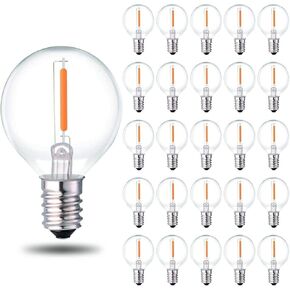 G40 Led Replacement Light Bulbs E12 Screw Base Shatterproof Globe Light Bulbs for Outdoor String Lights 0.6 W Chandelier Bulbs Equvalent to 5 Watt Incandescent Bulbs 2700 K Warm White 25 Pack