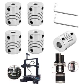 5 Pcs Flexible Couplings 5mm to 8mm Aluminum Alloy Shaft Coupling Flexible Coupler for 3D Printer/CNC Machine with Allen Wrench