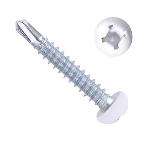 White Pan Head Screw RV Screws 8 X 1 Replace Metal Quad Drive Self Tapping Drill Screws RV Interior and Exterior Screws Enclosed Trailer Deck Screws (100 Pcs)