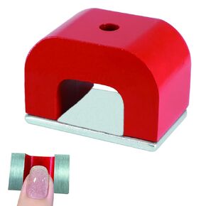 Red Cast Horseshoe Magnet Strong Alnico Magnets with Magnetic Keeper, U Shaped Magnet for Nail Polish, Cat Eye Magnet for Nails