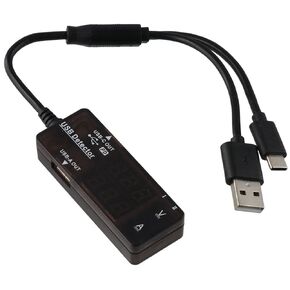USB Tester, Type-C PD Mobile Phone Charger Detection, Type-C Battery Capacity Tester with Color LED Display and Dual Display USB Voltage and Current Meter