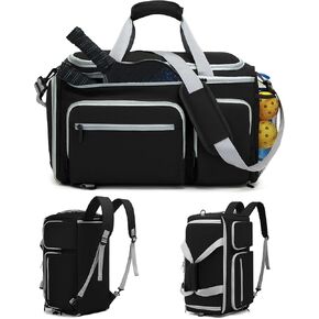 Pickleball Bag holds 4 Pickleball Paddles & Pickleball Accessories, Large Pickleball Backpack with Shoe Compartment, Fence Hooks, Multiple Pockets, Pickleball Bags for Women & Men