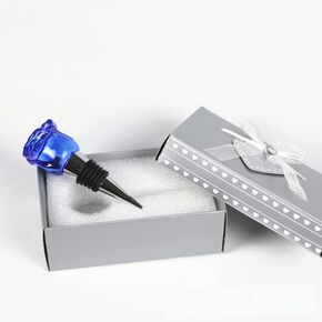 wine bottle stopper, gift boxed crystal wine bottle stopper, reusable stainless steel wine bottle stopper (blue rose)…
