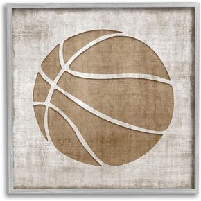 Stupell Industries Rustic Basketball Silhouette Shape Sports Team Ball Framed Wall Art, Design By Natalie Carpentieri