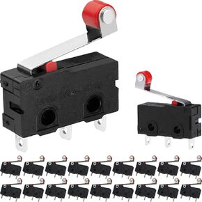 ذراع ذراع التبديل الدقيقة 20pcs مع الأسطوانة 5A 125V/250V 3PIN التبديل التلامس مقبض مستقيم لمختلف معدات الأتمتة الصناعية
