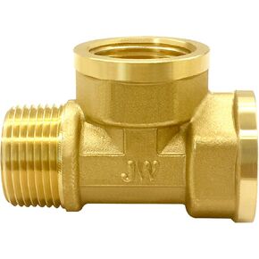 Joywayus Brass Pipe Fitting Barstock Tee 3 Way NPT 3/4" Female x 3/4" Female x 3/4" Male Hose Fitting