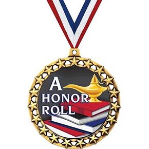 Honor Roll Medal, 2 1/2" Galaxy Star A Honor Roll Medals, Great Honor Roll Awards Prime