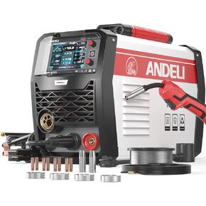 ANDELI 250Apm 110V/220V Dual Voltage MIG Welder, 5-In-1 Gas MIG/Flux Core MIG/Spool Gun MIG/Lift Tig/Stick Multiprocess Welding Machine Aluminum MIG Welder