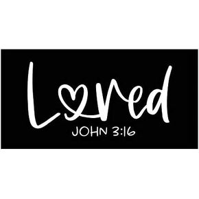 Loved John 3:16 Vinyl Decal | White | Made in USA by Foxtail Decals | for Car Windows, Tablets, Laptops, Water Bottles, etc. | 6.0 x 3.1 inch