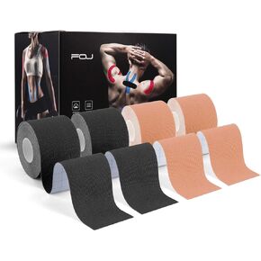 Kinesiology Tape (4 Pack) Athletic Tape 16.4ft Water Resistant Kinetic Uncut Sports Tape for Knees, Ankles, Shoulder, Pain Relief, Injury Recovery and Physio Therapy