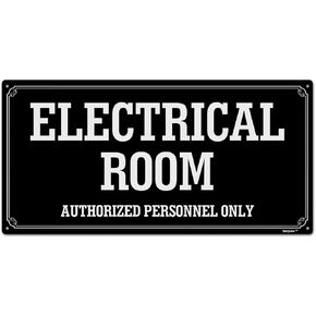 6 x 12 inch Electrical Room Authorized Personnel Only in Rust-Free Aluminum, Metal Signs for Door, Black and White, Rounded Corners, Durable, Long Lasting