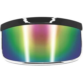 GloFX Diffraction Visor Glasses - Rainbow Mirror - Oversized Flat Futuristic Shield Mono Galactic Invader