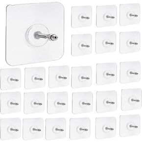 25 Pcs Adhesive Wall Mount Screw Hooks, Transparent Acrylic Material Practical Multi-Functional Perforation-Free Traceless Screw Hooks Patch for Wall Kitchen, Home, Office