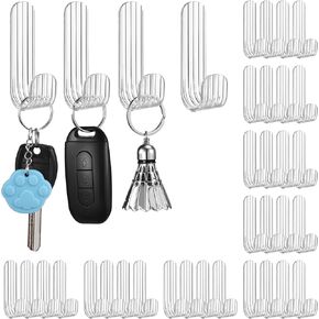 36 Pack Adhesive Hooks Utility Wall Hooks Key Hooks for Wall Decorative Key Holder Hooks Holder Rack for Towels, Hats, Entryway, Bathroom, Kitchen, Living Room, Office