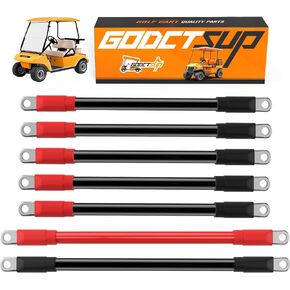 Club Car Heavy Duty Battery Cable Kit, 7PCS Golf Cart Battery Cable Wiring Kit for Club Car DS 1994-Up 2 Awg 36&48 Volt 4 Gauge Carts, Golf Cart Pure Copper Wiring Kit with Thickened Wire Lug