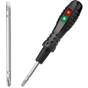 Tomorotec 2-in-1 Screwdriver Voltage Tester with Neon Light Display, AC/DC Circuit Tester with Magnetic Flathead & Phillips Screwdriver Heads, Dual Function for Voltage Detection and Electrical Repair