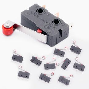 10pcs Micro Limit Switch KW12-3 | AC 250V 5A SPDT | 1 لا 1 NC | مع ذراع رافعة الأسطوانة - المفتوح اللحظية المفتوحة وعادة ما يكون - تصميم بلاستيكي متين لجبل ثنائي الفينيل متعدد الكلور - الاستخدام الصناعي والهواية