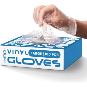 Large Vinyl Gloves - 100 Clear Medical Gloves Disposable, Latex Free, Powder Free - Kitchen Gloves for Cooking, Food Prep, and Food Service Gloves - Guantes Desechables