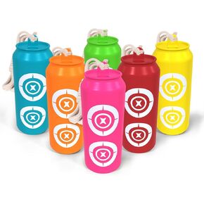 6 Pack Shatterproof Bottle Shooting Targets, Plastic Bottles with Rope and Foldable Funnel for Firearm Target Practice, Bright Colors Targets for Backyard Indoor Outdoor Gun Range