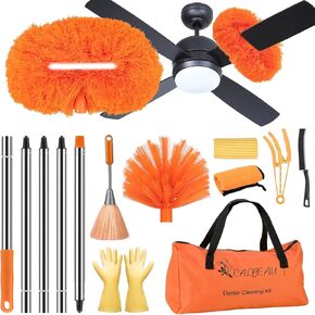 Ceiling Fan Cleaner Duster with 60 inch Extension Pole, Dusters for Cleaning High Ceiling Fan Blades, Cobweb Duster with Extension Pole, Duster Kit with Storage Bag