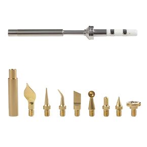 3D Printer Accessories Heat Set Insert Tool TS100 936 Soldering Iron Adapter: 8Pcs Finished Brass Trimming Head with Connector Threaded Mating Design for 3D Printing Filament Plastic Print