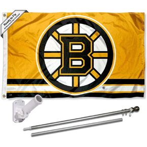 WinCraft Boston Bruins Gold Flag Pole and Bracket Mounting Set