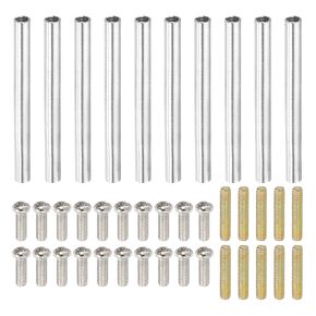 PATIKIL 50mm (2") Round Coupling Nuts Kit, M4 Threaded Connector Bar Hardware with Fully Thread Rods Screws for Lamp Model Furniture DIY Repair Part