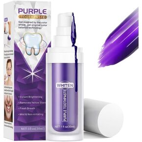 Purple Toothpaste for Teeth Whitening - Instant Whitening Colour Corrector Serum - Purple Toothpaste Whitening for Neutralizes Tooth Stains - Color Corrector
