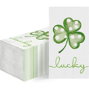 Horaldaily 100 Patrick Disposable Paper Decorative Guest Napkins, Patrick Lucky Shamrock Hand Towel for Party Lunch Dinner Kitchen Bathroom