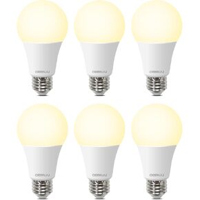 A19 LED Light Bulbs 100W Equivalent 2700K Warm White, 1500 Lumens, E26 Base, Non-Dimmable, 13W Bright White for Bedroom Home Office, 6 Pack