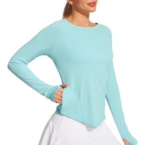 IUGA Rash Guard for Women with Pockets UPF 50+ SPF Shirts for Women Long Sleeve UV Sun Protection Clothing Hiking Swim Shirt