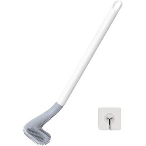 Long Handled Golf Toilet Brush, Wall Mounted Flexible Silicone Toilet Bowl Cleaning Brush, 360° Deep Golf Toilet Bowl Cleaning Brush, Quick Drying Toilet Brushes for Bathroom, with 1 Hook(White)