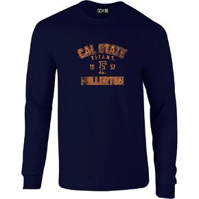 Cal State Fullerton Titans 100% Pre-Shrunk College Long Sleeve, Navy, 2X