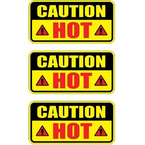 4" Caution Hot Safety Warning Decal Sticker - 3 Pack
