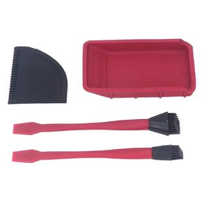 Silicone Glue Applicator Kit (4 Piece) 2 Brush 1 Comb and 1 Tray Woodworking Glue Spreader Applicator Set