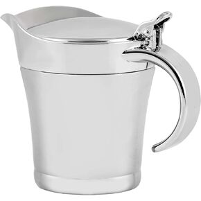 OVENTE 14 Ounce Double Insulated Stainless Steel Gravy Boat with Hinged Lid, Ideal for Serving Cream or Salad Dressing at Family Dinner, Thanksgiving and Christmas, Silver GB4541S