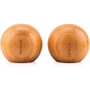 Bamboo Salt and Pepper Shakers Set of 2, Ball Bamboo Wood Salt Shakers, Pepper Shakers Set - Cute Kitchen Decoration, Standart, Brownn - 2