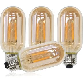 CTKcom T45 E26 Amber Antique LED Edison Light Bulb,T14 LED Tubular Vintage Antique Dimmable led Bulb,2 Watt 120V 2200K Warm White 120 lumens 25 Watt Equivalent,4 Pack