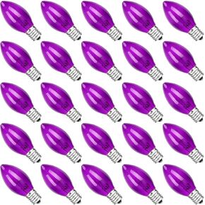 25 Pack C7 Ceramic Christmas Replacement Bulbs, Multi-Color Bulbs for E12 Candelabra Base Outdoor/Indoor Light String, 5 Watt