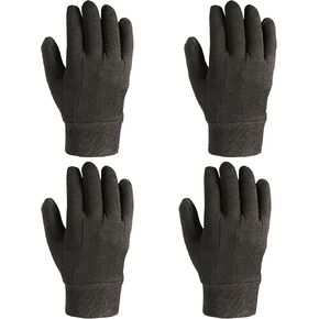 Brown Jersey Gloves- Large US 4pcs (2 Pair) Clute Pattern And Knit Wrist Cuff Jersey Gloves For Men - For Industrial Labor, Construction, Agricultural And Much More