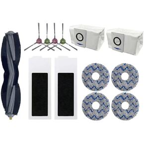 13 PCS Replacement Parts and Accessories Compatible for Ecovacs Deebot T20 Omni/PRO/MAX T20 Pro Vacuum Cleaner Accessories, inlcudes 1 Main Brush, 4 Side Brushes, 4 Mop cloth, 2 Dust Bags, 2 Filters