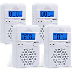4PACK Carbon Monoxide Detector, CO Gas Monitor Alarm Detector, Portable Carbon Monoxide Detector for Travel Carbon Monoxide Detector with LED Digital Display Voice Light